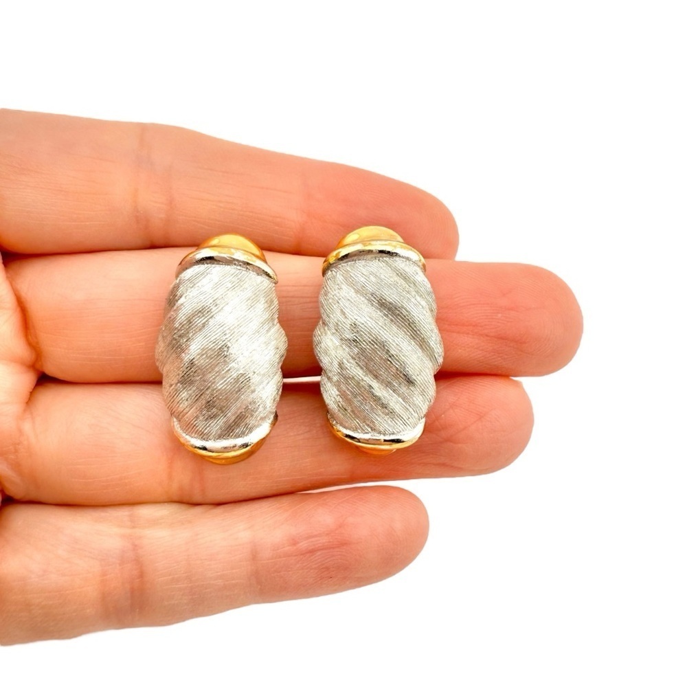 Vintage Christian Dior Silver and Gold Earrings - Picture 2 of 9